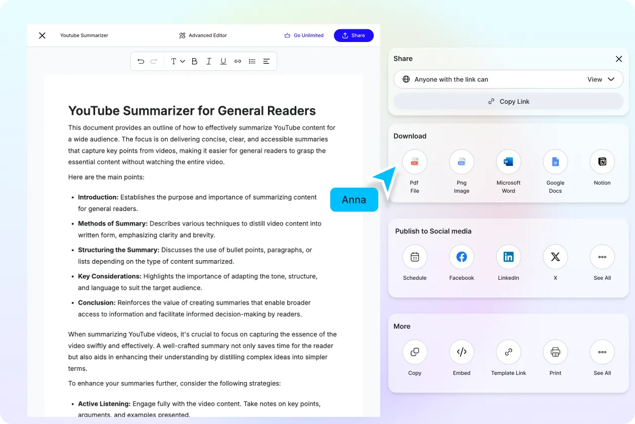 Free AI YouTube Summarizer, Online Video Summary Tool